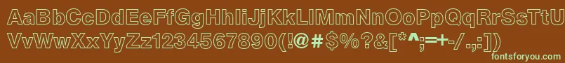 Czcionka ArezzoOutlineBold – zielone czcionki na brązowym tle