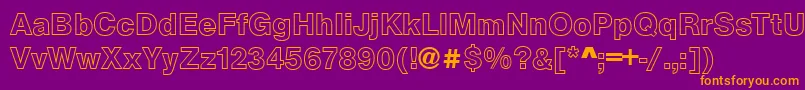 ArezzoOutlineBold-fontti – oranssit fontit violetilla taustalla