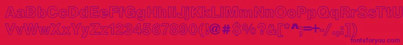 フォントArezzoOutlineBold – 赤い背景に紫のフォント