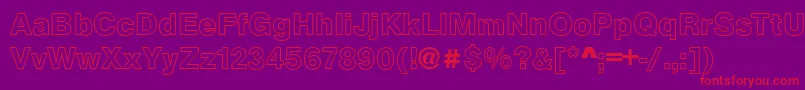 Czcionka ArezzoOutlineBold – czerwone czcionki na fioletowym tle