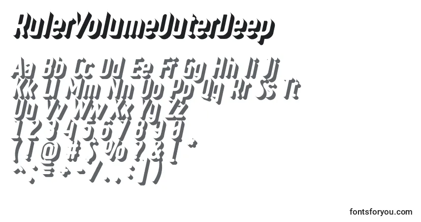 Czcionka RulerVolumeOuterDeep – alfabet, cyfry, specjalne znaki