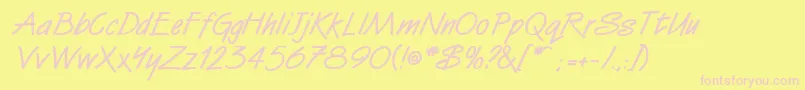 フォントVanDijkitcBold – ピンクのフォント、黄色の背景