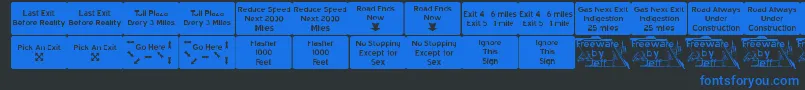 Road2nw Font – Blue Fonts on Black Background