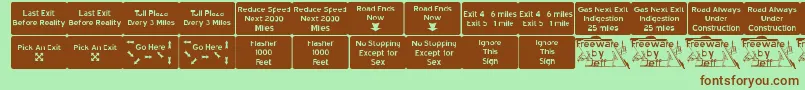 Шрифт Road2nw – коричневые шрифты на зелёном фоне