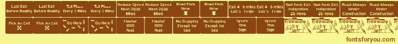 Road2nw Font – Brown Fonts on Yellow Background