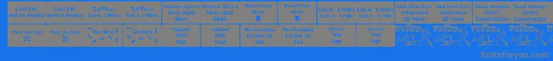 Road2nw Font – Gray Fonts on Blue Background