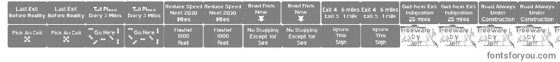 Road2nw-fontti – harmaat kirjasimet valkoisella taustalla