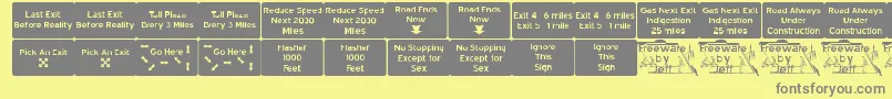 Road2nw Font – Gray Fonts on Yellow Background