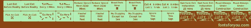 Road2nw Font – Green Fonts on Brown Background