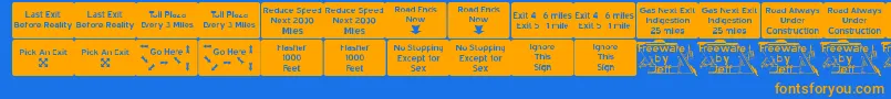 Road2nw Font – Orange Fonts on Blue Background