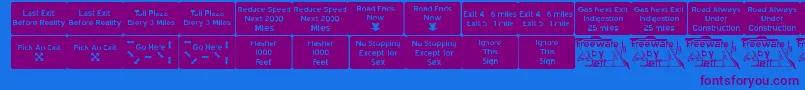 Road2nw Font – Purple Fonts on Blue Background