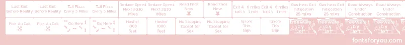 Road2nw-Schriftart – Weiße Schriften auf rosa Hintergrund