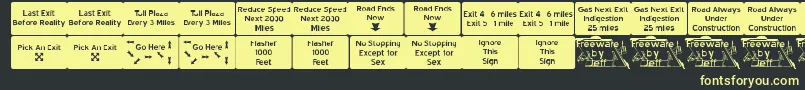 Road2nw Font – Yellow Fonts on Black Background
