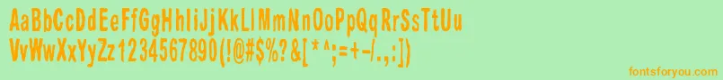 Raparperitaivas-Schriftart – Orangefarbene Schriften auf grünem Hintergrund