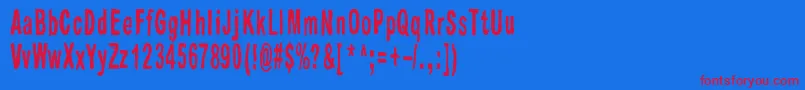 Raparperitaivas-Schriftart – Rote Schriften auf blauem Hintergrund
