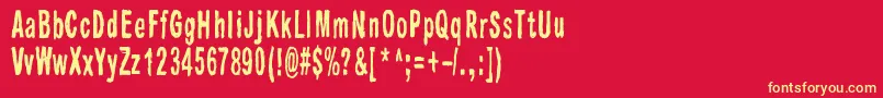 Raparperitaivas-fontti – keltaiset fontit punaisella taustalla