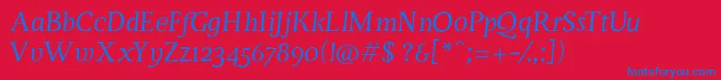 ServusTextDisplayItalic Font – Blue Fonts on Red Background