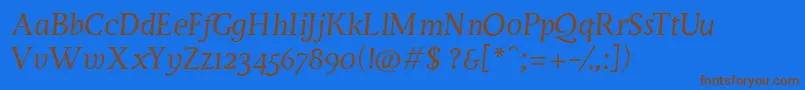 Шрифт ServusTextDisplayItalic – коричневые шрифты на синем фоне