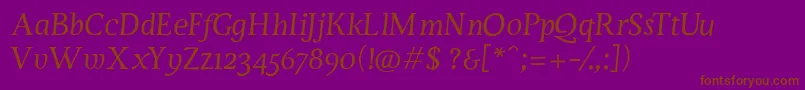 ServusTextDisplayItalic Font – Brown Fonts on Purple Background