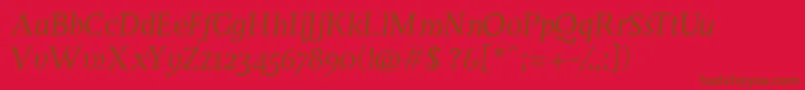 ServusTextDisplayItalic Font – Brown Fonts on Red Background