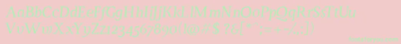 ServusTextDisplayItalic Font – Green Fonts on Pink Background