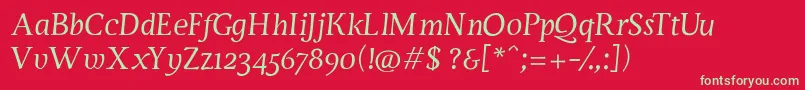 ServusTextDisplayItalic Font – Green Fonts on Red Background