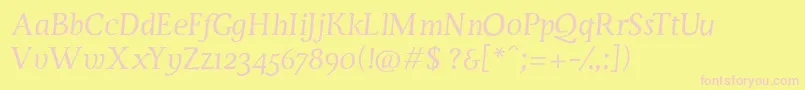 ServusTextDisplayItalic Font – Pink Fonts on Yellow Background