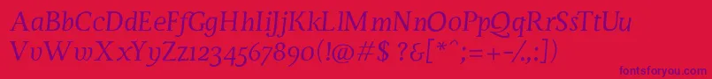 ServusTextDisplayItalic Font – Purple Fonts on Red Background