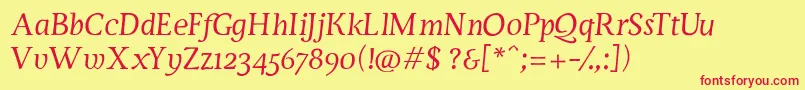 ServusTextDisplayItalic Font – Red Fonts on Yellow Background