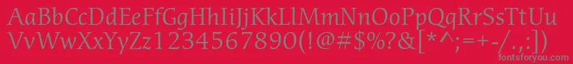 Fonte CerigostdBook – fontes cinzas em um fundo vermelho