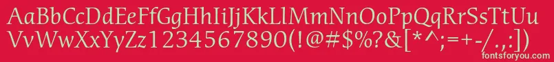 フォントCerigostdBook – 赤い背景に緑の文字