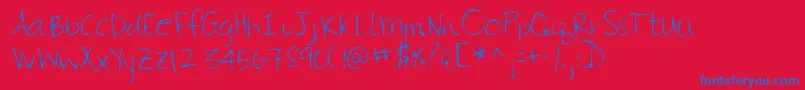 Lehn115-Schriftart – Blaue Schriften auf rotem Hintergrund