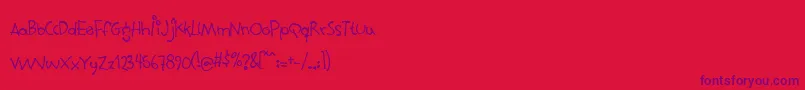 Saiba mais sobre a fonte Mouthful Fonte Mouthful – fontes roxas em um fundo vermelho
