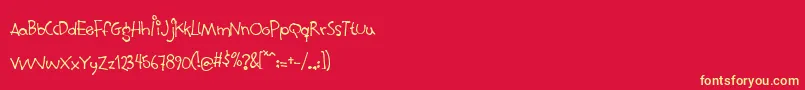 Mouthful Font – Yellow Fonts on Red Background