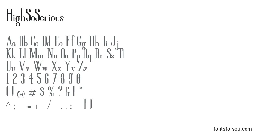 Schriftart HighSoSerious – Alphabet, Zahlen, spezielle Symbole