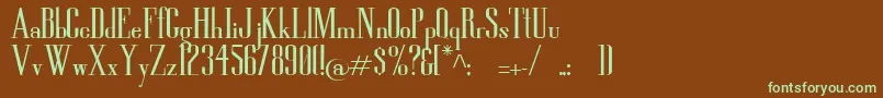 フォントHighSoSerious – 緑色の文字が茶色の背景にあります。