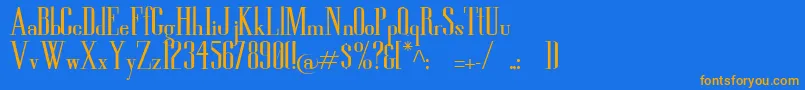 フォントHighSoSerious – オレンジ色の文字が青い背景にあります。