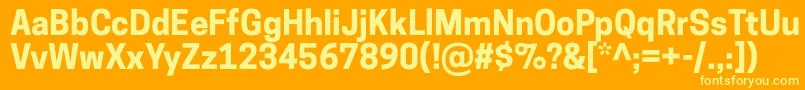 Weitere Informationen zur CooperhewittBold-Schriftart CooperhewittBold-Schriftart – Gelbe Schriften auf orangefarbenem Hintergrund