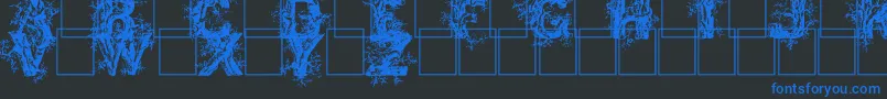 Deepwoodsinitials-Schriftart – Blaue Schriften auf schwarzem Hintergrund