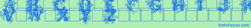 Police Deepwoodsinitials – polices bleues sur fond vert