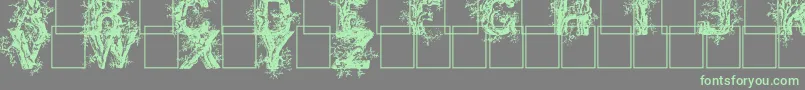 Deepwoodsinitials-fontti – vihreät fontit harmaalla taustalla