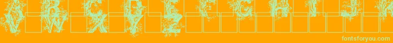 Deepwoodsinitials-Schriftart – Grüne Schriften auf orangefarbenem Hintergrund