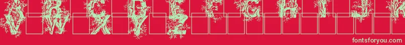 Deepwoodsinitials Font – Green Fonts on Red Background