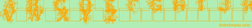 Deepwoodsinitials Font – Orange Fonts on Green Background