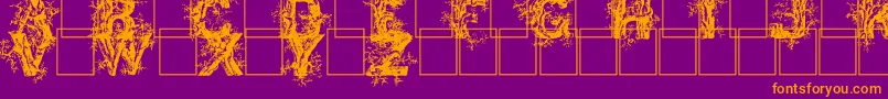 Czcionka Deepwoodsinitials – pomarańczowe czcionki na fioletowym tle