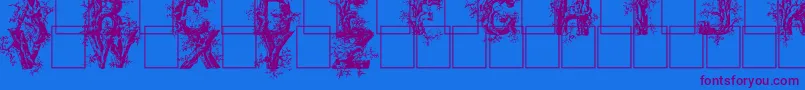 Шрифт Deepwoodsinitials – фиолетовые шрифты на синем фоне