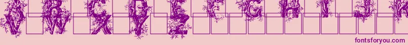 Deepwoodsinitials-fontti – violetit fontit vaaleanpunaisella taustalla