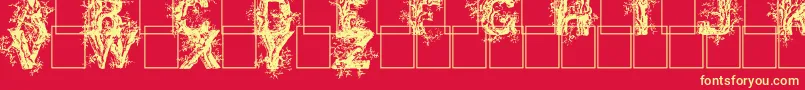 フォントDeepwoodsinitials – 黄色の文字、赤い背景