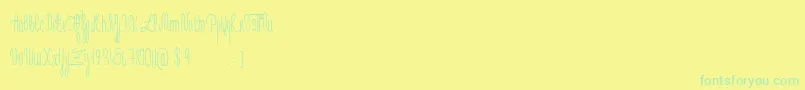 フォントJeNaimePasLeLundi – 黄色い背景に緑の文字