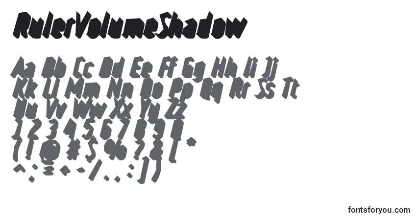 Schriftart RulerVolumeShadow – Alphabet, Zahlen, spezielle Symbole